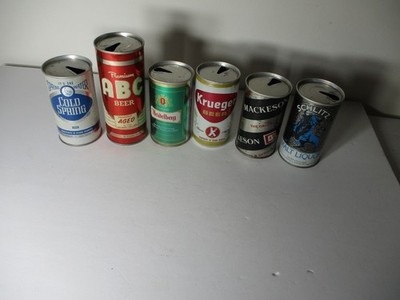 LOT OF 6 PULL TAB BEER CANS ABC HEIDELBERG  KRUEGER SCHLITZ  MACKESON