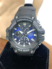 Casio Men's Watch MCW110H-2A Quartz Chronograph Blue Dial Black Resin 45mm 5541