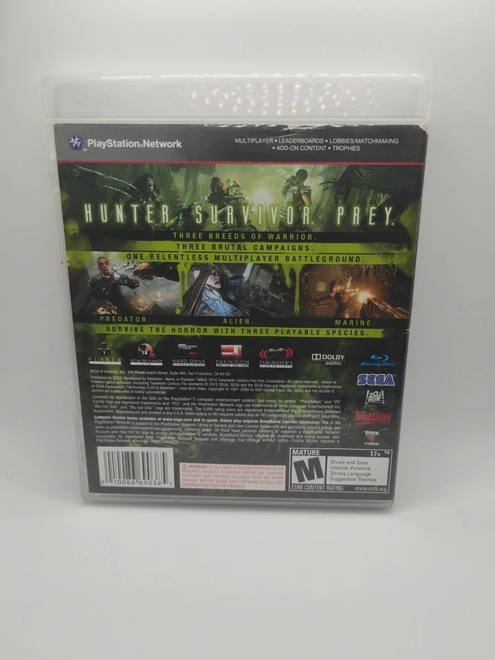 Alien vs. Predator (Sony PlayStation 3, 2010) CIB Tested Fast Shipping 🔥🔥🔥🔥 - Image 2 of 4