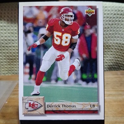 Derrick Thomas 1992 Upper Deck #144 Chiefs Slight Discoloration To Top Edge.