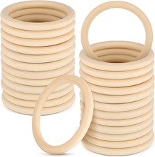 30 PCS Natural Wooden Rings 4 Inches Unfinished for Craft Solid Wood Circles 15M