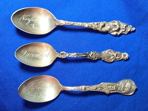 3 Antique Sterling Silver Spoons Reed & Barton, Mechanics Silver, etc. 82 Grams
