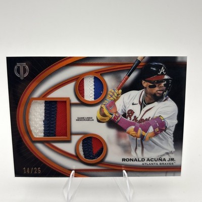 Topps 2026 Tribute Ronald Acuña Jr Atlanta Braves Triple Relics Gold 14/25