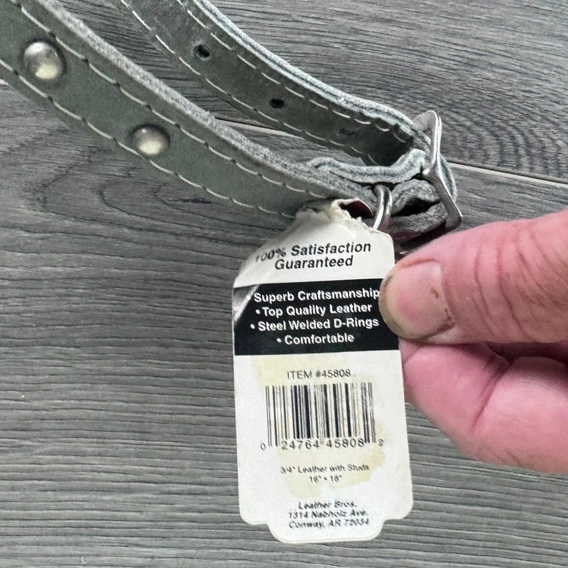 Hunter Pet Medium NEW NWT Gray Pet Collar 3/4" Leather with Studs 14" - 18" - Image 4 of 4