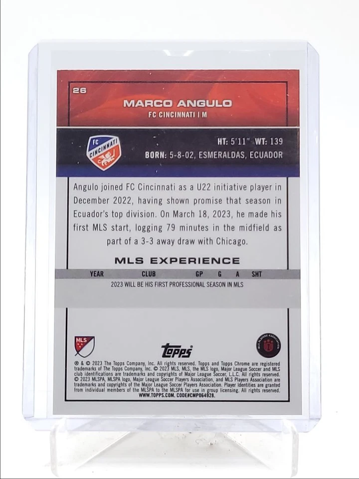 MARCO ANGULO 2023 TOPPS CHROME MLS ROOKIE GOLD REFRACTOR RC /50 Q3713 - Image 2 of 2