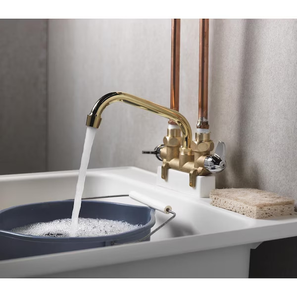 Rough Brass Utility/Laundry Faucet 2 Chrome Handle 3310-250-RB-B Industrial