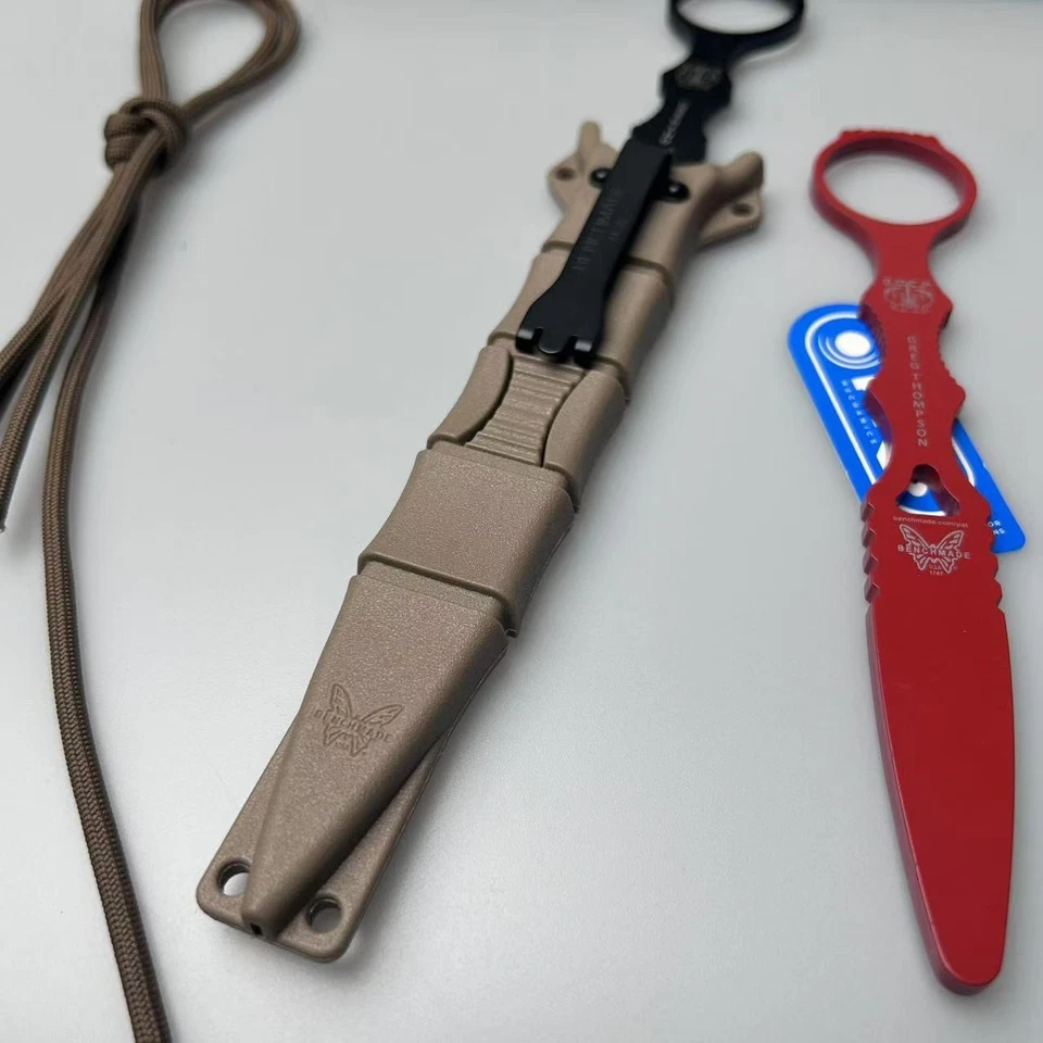 Nuevo cuchillo de hoja fija de acero hecho en banco SOCP Combo 176BKSN-COMBO funda de arena 440C Foto 2 de 4