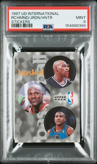 1997 UD INTL STICKER LINDSEY HUNTER/MICHAEL JORDAN/MITCH RICHMOND PSA 9