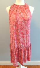 Banana Republic Flounce Shift Dress Women Size Medium Sleeveless Pink Stretch