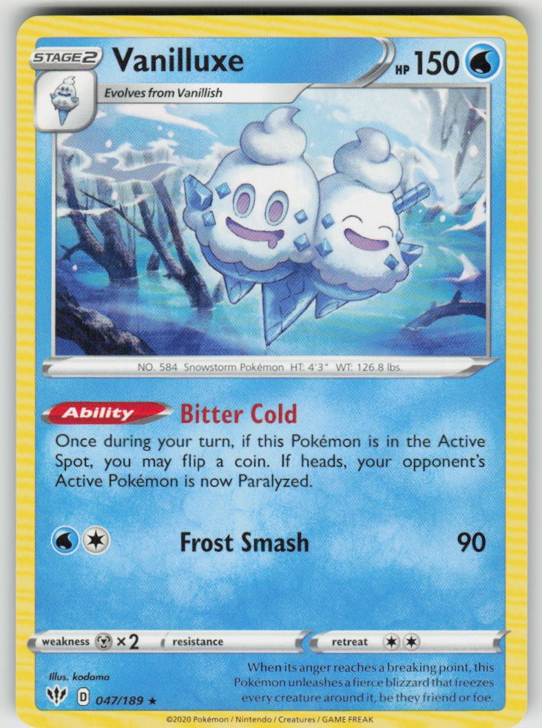 Vanilluxe 047/189 Rare Darkness Ablaze Pokemon Near Mint