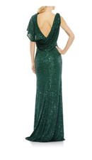 Ieena Mac Duggal Emerald Green Sequin Asymmetric Trumpet Gown Size 10