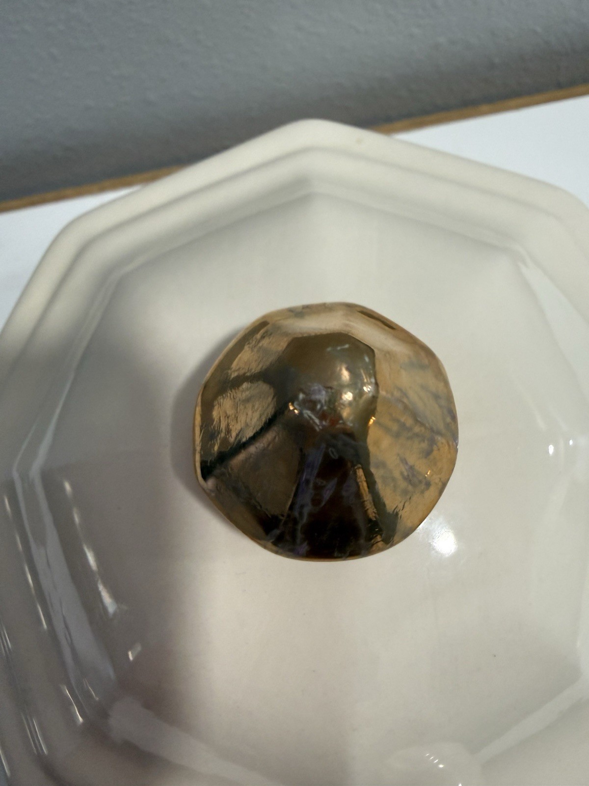 Vintage Off-White Ceramic Soup Tureen Bowl With Underplate, Lid and Ladle. thumbnail 7