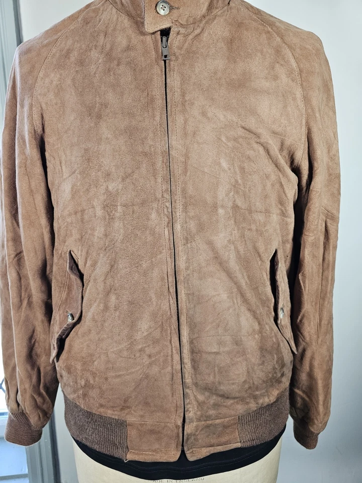 Brooks Brothers Leather Jacket Men's Medium/ UK 40 Bomber Brown Suede WELL WORN - Image 3 of 4