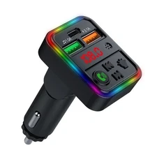 Bluetooth Car FM Transmitter Adapter, Hands-Free, USB Charger, AUX Audio 