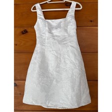 NWOT Lulus Perfectly Flirtatious White Floral Jacquard Tie-Back Mini Dress Sz M