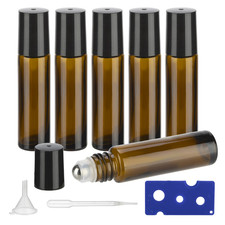 10ML Essential Oil Roller Bottles, 6 Pack Amber Oil Roller Bottles for Essential