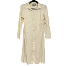 Everlane Pale Yellow Long Sleeve Button Down Shirt Dress Knee Length Womens S