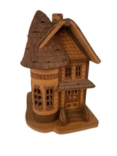 Handmade Clay Pottery 6” House For Tea Light Signed by Artist Candle Holder