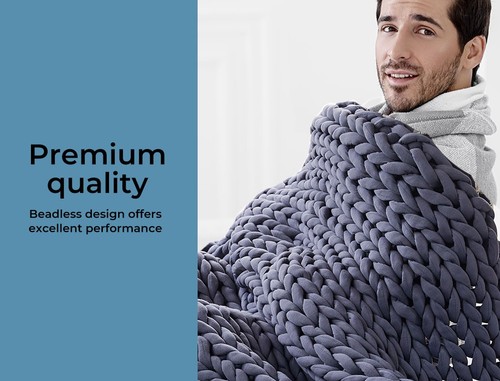 Dreamz Knitted Weighted Blanket Chunky Bulky Knit Throw Blanket Sofa Bed 6.5/9KG - Picture 8 of 17