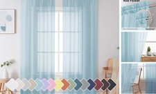 Sheer Curtains 84 Inches Long, Light 42"W x 84"L Pack of 2 Sky Blue