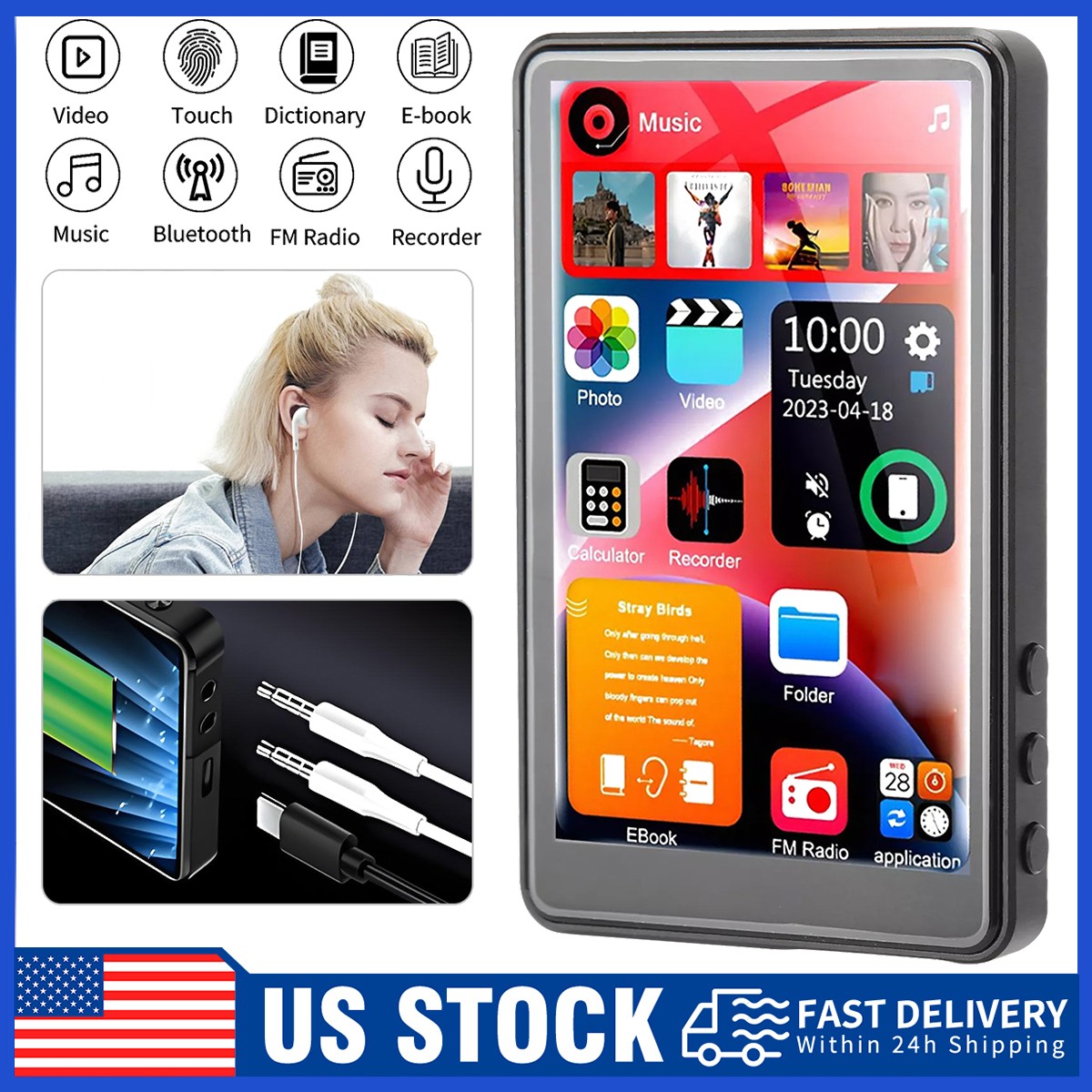 Hd 1080p Video 256gb Expandable Hifi Bluetooth 5.0