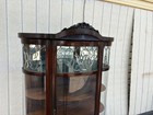 66903 Antique Leaded Glass Oak Bow Front China Cabinet — photo 3