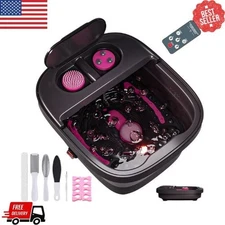 Collapsible Foot Spa with Heat, Bubbles, Remote & 3 Pedicure Attachments