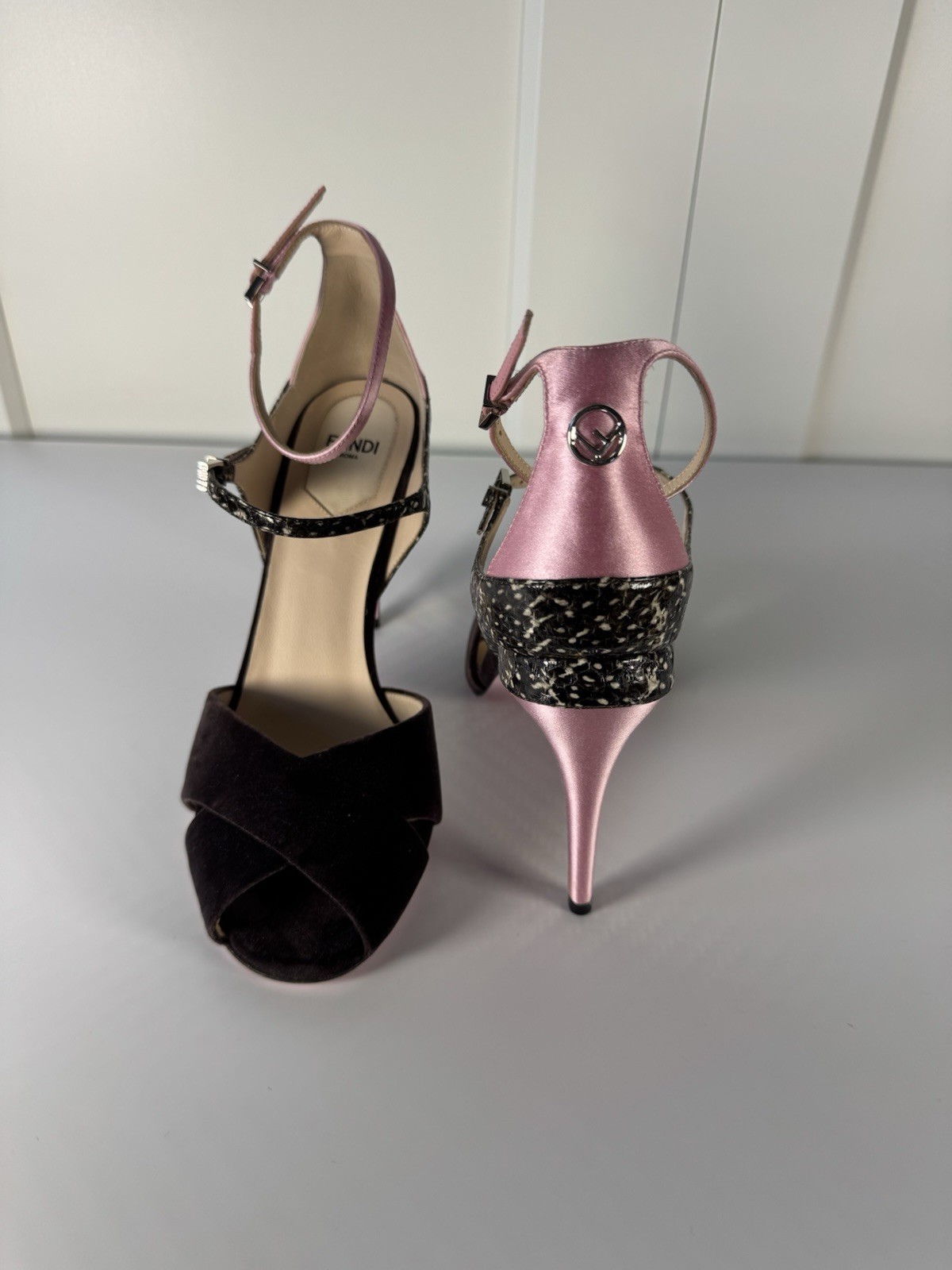 Fendi Multicolor Python Embossed Leather and Velv… - image 2