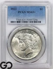 1923 Peace Dollar PCGS MS 63+ ** Lovely Cartwheel Mint Luster!