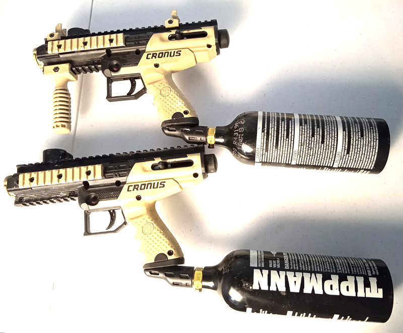 2 Tippmann Cronus Tactical Paintball Marker Gun Tan/Black, Semi-Auto - Parts