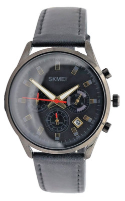 SKM - HERRENUHR - SPORT DESIGN - DATUM - CHRONOGRAPH - LEDER - NEU - 40MM