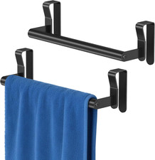 2 Pack Over Cabinet Doors Towel Holder Rack Bars for Kitchen, Black