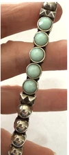 HEET Brand Silver Bead & Aqua Glass Bracelet