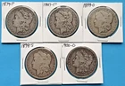 Morgan Dollar Lot of 5 (1879-P, 1887-P, 1898-S, 1899-O, 1900-O)
