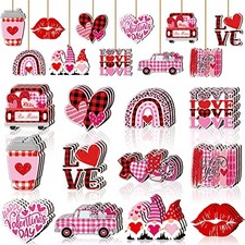 36 Pcs Valentine s Day Wooden Hanging Ornaments Valentines Tree Decorations