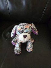 GANZ Webkinz HM697 Plush Dog Multicolor Letters Pattern Purple Paws