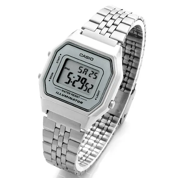 Casio Womens LA680WA-7DF Watch Metal band Digital Silver Original