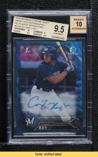2016 Bowman Draft Blue Wave Refractor Corey Ray BGS 9.5 GEM MINT Auto READ n0c