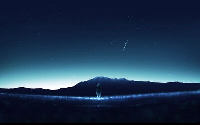 Anime girls original characters landscape sky mountains playmat gaming mat