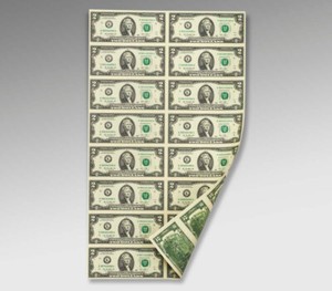 $2 Two Dollar Bill Uncut Currency Sheet of 16 Notes 2013 Fort Worth Texas GEM