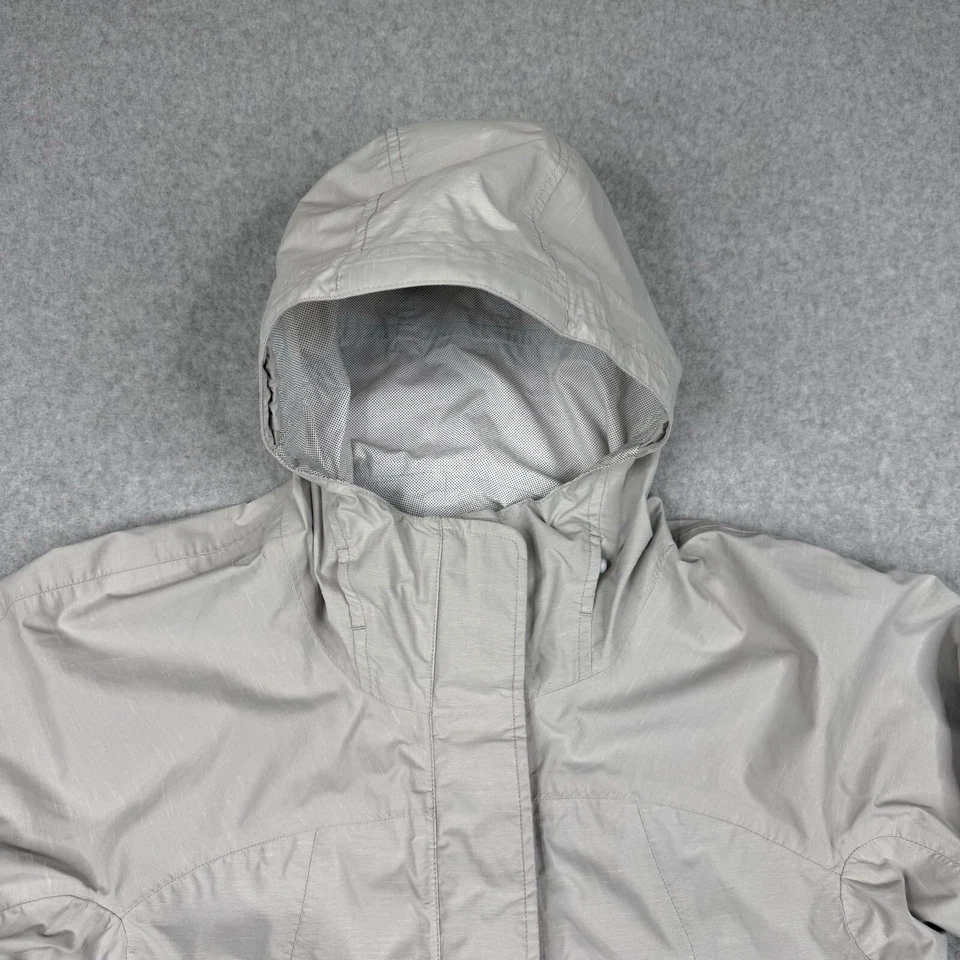 Chaqueta Prana Mujer Pequeña Marfil Cremallera Completa Con Capucha Lluvia Impermeable Senderismo Aire Libre Foto 2 de 4