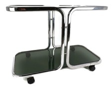 Carrito de té elegante bar cóctel Hollywood Regency isla de cocina latón ahumado