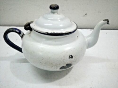 RARE Vintage Old Collectible Milky Porcelain Enamel Tea Pot kettle COLLECTIBLE - Picture 2 of 6