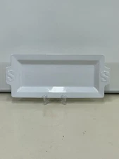 See’s Candies Signature 12”x6”  Candy Tray White Porcelain Rectangle Pre-owned