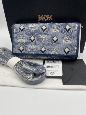 Mcm Tasche Mcm Portemonnaie Silber MCM Veritas Blue Jacquard Bag - Main Image
