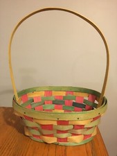 Vtg 40's Lot Primitive Straw Rattan EASTER BASKET for Egg Hunt
