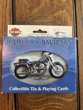 Harley Davidson Springer Softail Tin & 1 Sealed Deck Cards Opened-New