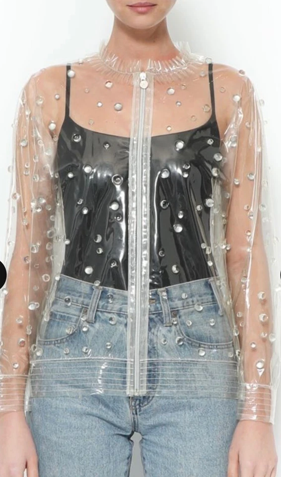 Nuevo Chanel 2018 Impermeable Perla Transparente Chaqueta 34 36 38 2 4 6 Abrigo Top Abrigo S M Foto 3 de 4