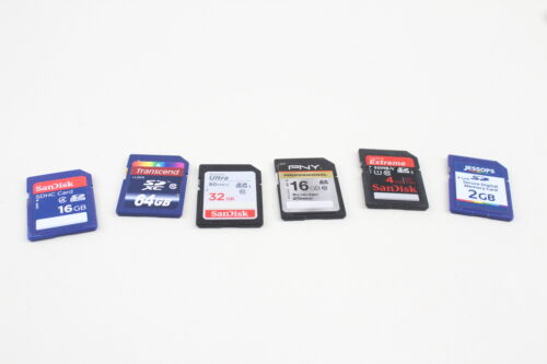 Assorted SD Memory Cards Varied Sizes Inc 64GB, 32GB, 16GB Etc Job Lot x 6 - Photo 1/7