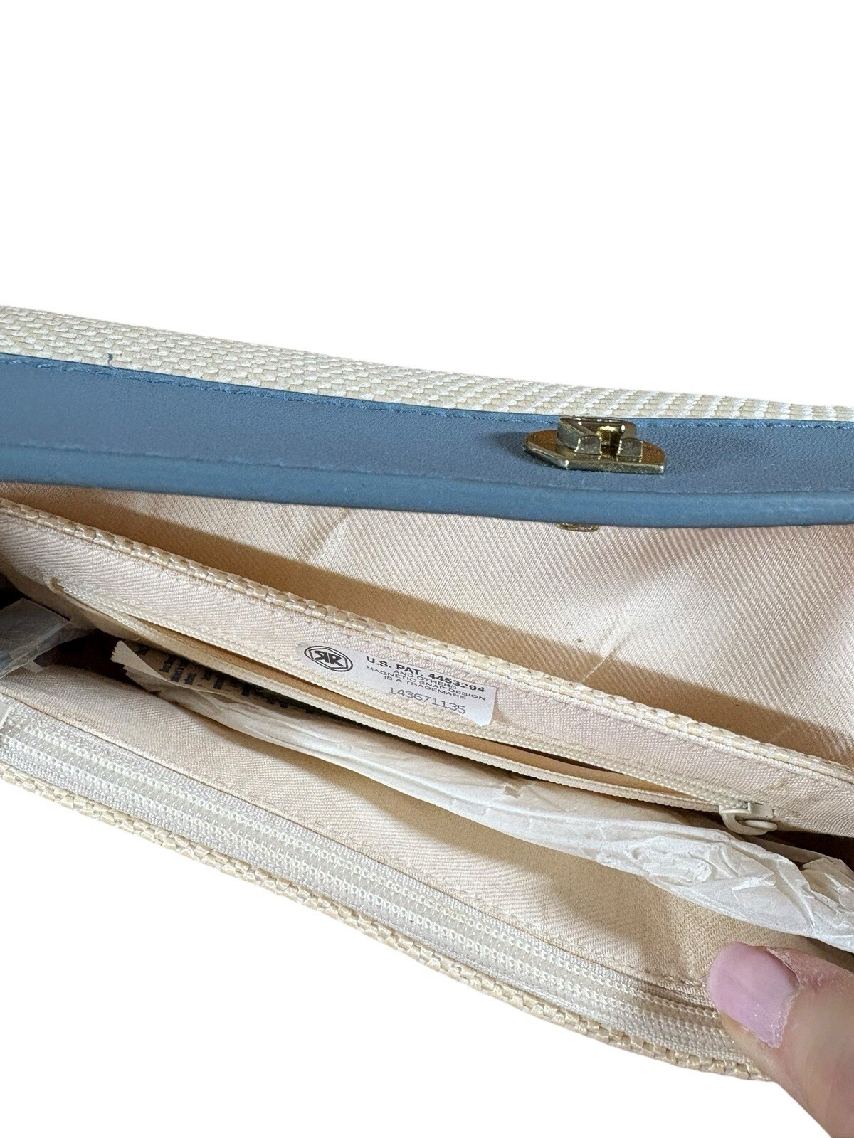 Etienne Aigner Purse Womens FabBlu  Cream Woven Hayday Mini Bag Summer Boho New